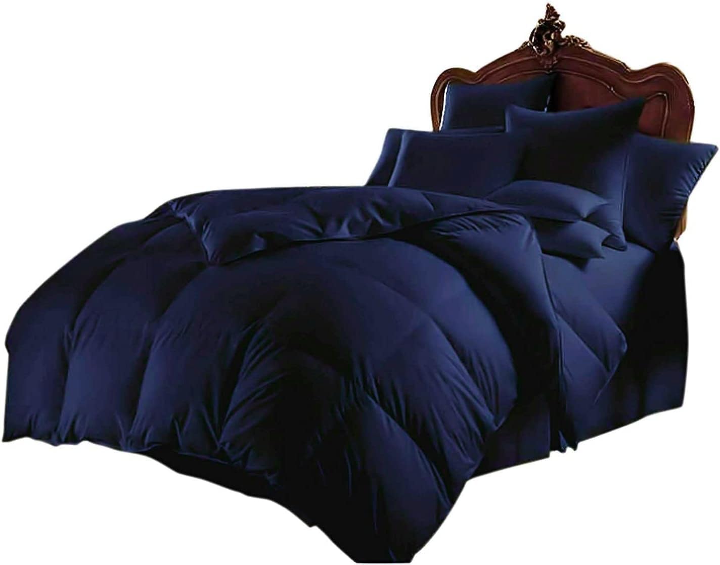 Emperor King Bed in a Bag 7-Pieces 600 Thread Count Navy Blue Comforter Set with Sheets (Comforter + Flat + Fitted 18'' + 4 Pillowcases) 400 GSM All Season Bedding Sets