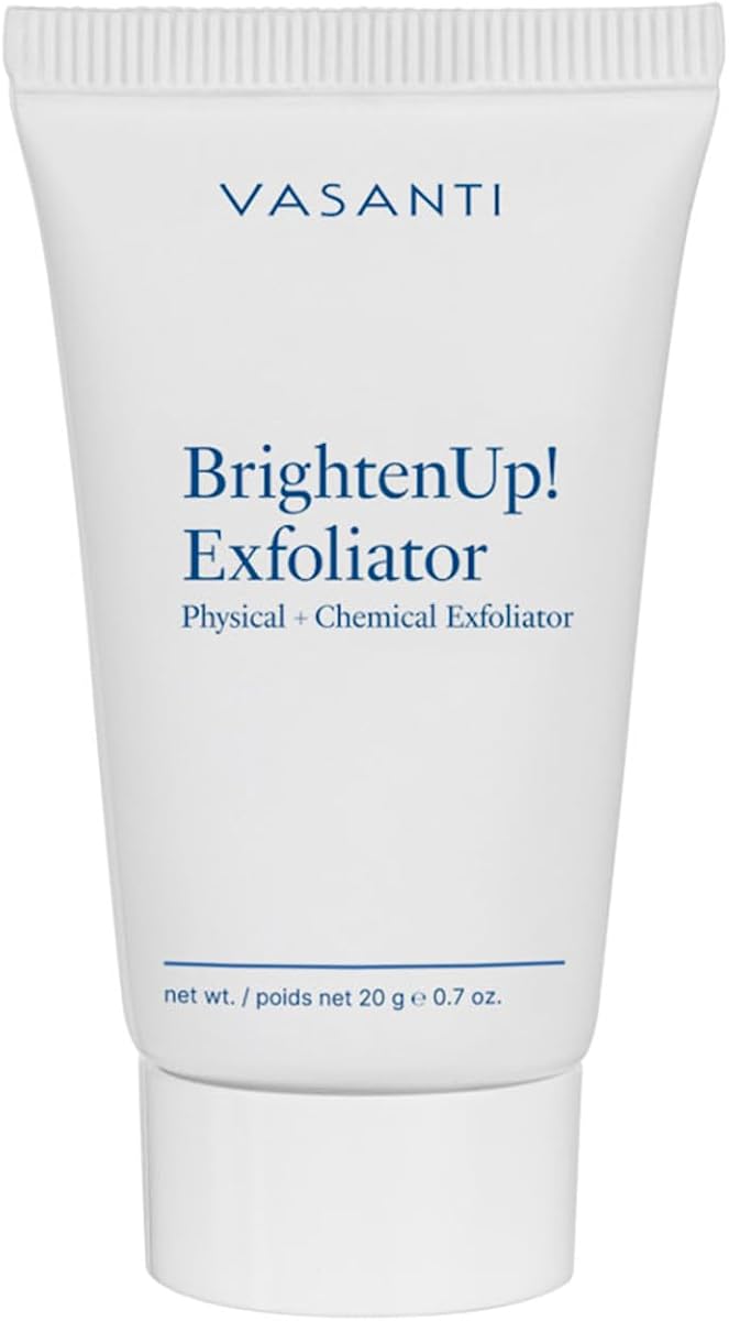 BrightenUp! Exfoliator (20g) | Physical + Chemical Facial Exfoliator Scrub with Instant Results for Soft, Smooth and Radiant Skin | Enriched with Papaya, Microcrystals and Aloe | 99% Natural