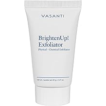 VASANTI BrightenUp! Exfoliator (20g) | Physical + Chemical Facial Exfoliator Scrub with Instant Results for Soft, Smooth and Radiant Skin | Enriched with Papaya, Microcrystals and Aloe | 99% Natural