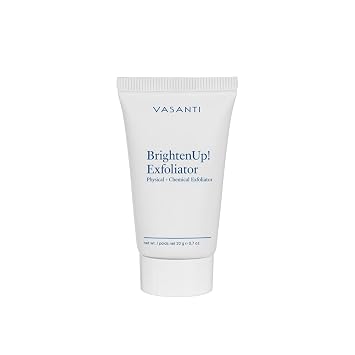 VASANTI BrightenUp! Exfoliator 20g | Physical + Chemical Facial Exfoliator Scrub with Instant Results for Soft, Smooth and Radiant Skin | Enriched with Papaya, Microcrystals and Aloe | 99% Natural