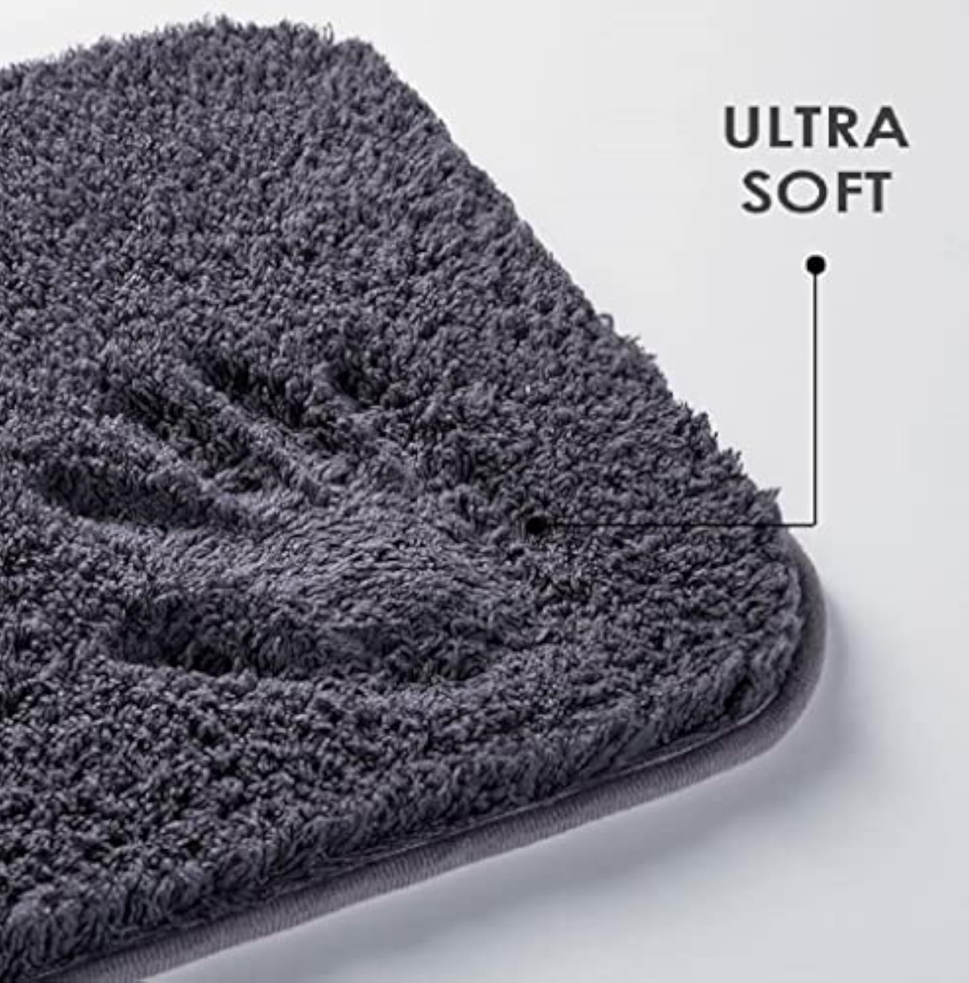 Pack of 2 Super Soft Microfiber Water Absorb Bathmat, Grey