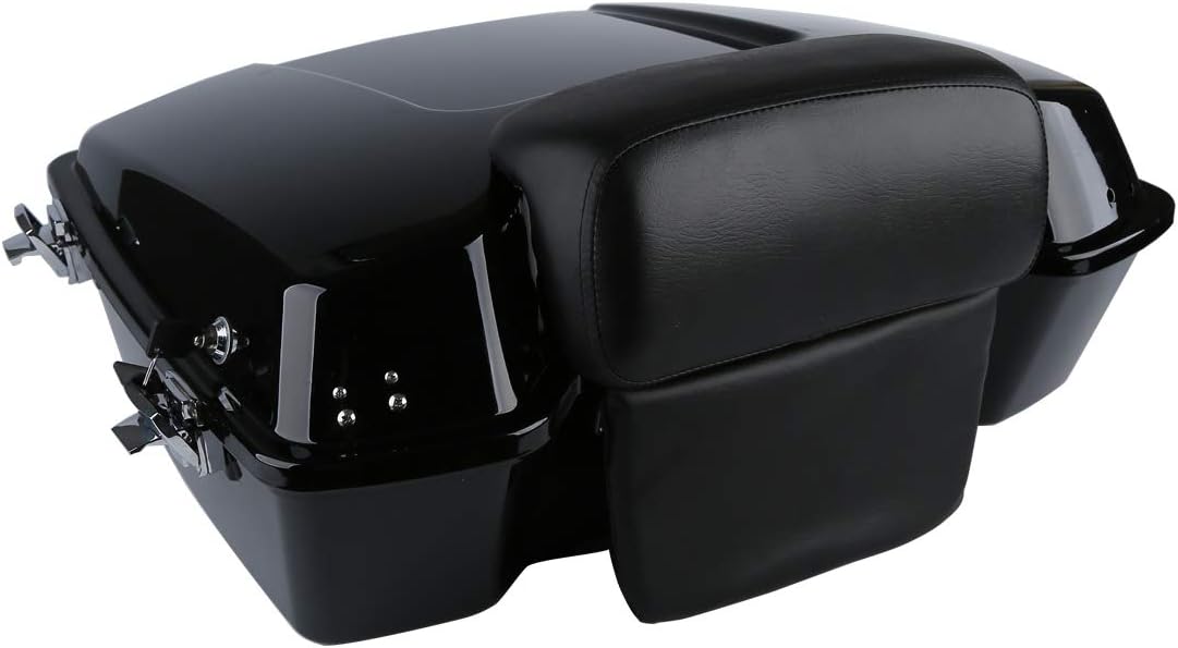 Motorcycle Tour Vivid Black 5.5" Razor Pack Trunk W/Latch Backrest Fit for Harley Davidson Street Glide Trunk Touring Road King 1997-2013