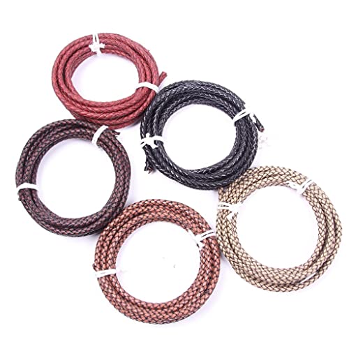 Cordón de cuero legítimo trenzado de 4mm para fabricación de joyas de alta resistencia 3