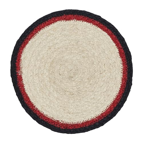 VHC-Brands-Jolly-Ole-Santa-Christmas-Table-Decor-for-Dining-Room-Kitchen-Linen-Jute-Hot-Pads-8-Inch-Round-Trivet VHC Brands Jolly Ole Santa Christmas Table Decor for Dining Room Kitchen Linen Jute Hot Pads 8 Inch Round Trivet