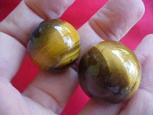 A3421 Gemqz Tiger EYE Carved Sphere Africa Pair !!!!