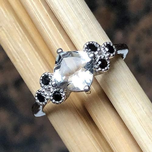 Natural 1ct Aquamarine, Blue Sapphire 925 Solid Sterling Silver Engagement Ring Size 6, 7, 8, 9 - Image 5