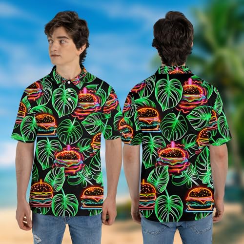 Hamburger Lover Polo Shirts for Men- Golf Moisture Wicking Dry Fit Short Sleeve Polo Shirts S243