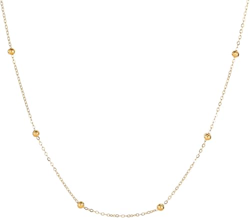 Miniatura 5 de Collar de cadena para mujer, delicado y sencillo, chapado en oro de 18 quilates, gargantilla con disco tipo moneda, trenzada, con cuentas, collar