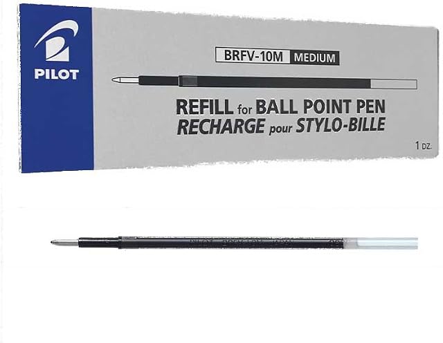 Pilot Refill for Acroball/Acroball Deluxe Medium Ballpoint 1.0 mm Tip - Black, Box of 12