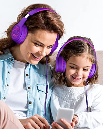 Image of Elecder i45 On-Ear Headphones with Microphone - Foldable Stereo Bass Headphones with No-Tangle 1.5M Cord, 3.5MM Jack, Portable Wired Headphones for Smartphone Computer MP3 /4 Tablet Travel - Purple | Foldable Portable, 1.5M Cord Headphone Stereo Aux Jack 3.5mm Headset for Smartphones Chromebook Computer PC Airplane Travel