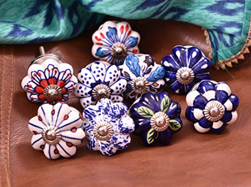 Craft Trade Assorted Multicolor Blue Door Cabinet Knobs for Dresser Drawer Vintage Closet Ceramic Knob Colorful Pull Handles Cupboard Wardrobe Knobs for Kitchen Furniture Home Décor - Image 2