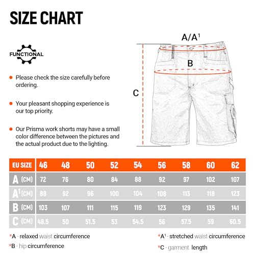 Short cargo homme travail avec poches Stenso Prisma bermuda robuste