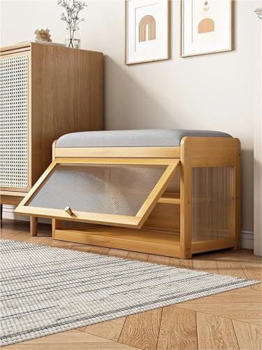 Rangement pour chaussures d'entrée compact avec coffre intégré marron - 4