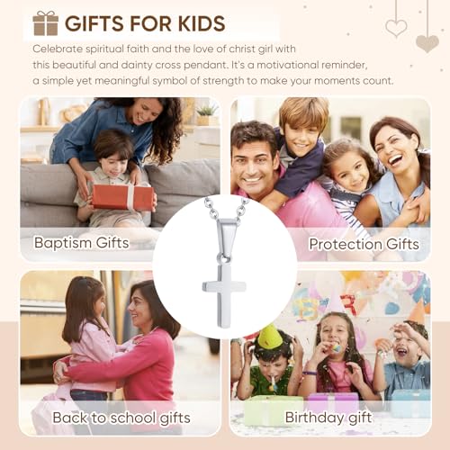 MEALGUET Easter Gift Cross Necklace for Kids : Minimalist Gold Plated/Silver Cross Chain Necklace Jewelry Christmas Gift First Communion Baptism Gifts for Teenage Girls Boys Son Easter Baskets2