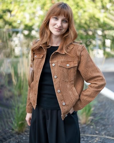luvamia Fall Jackets for Women Trendy Jeans Jacket for Women Fashion Woman Denim Jackets Brown Denim Jacket Woman Pecan Brown Size XX-Large Fits Size 20-22 — view 3