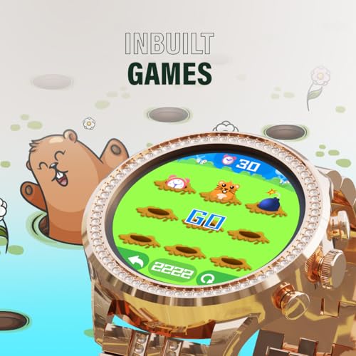 Image of Maxima Bliss+ Smartwatch 1.28 inch Ultra HD Display, 650 Nits, Premium Crafted Diamond Metallic Design, Bluetooth Calling, Voice Assistant, Heart Rate /Sleep /stress monitoring Smart Watch (Rose Gold Peach)