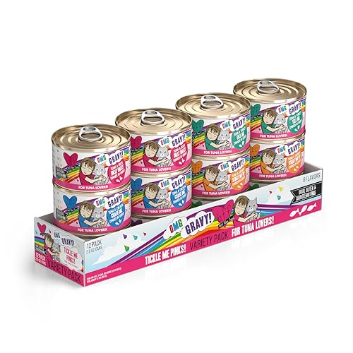 Weruva B.F.F. OMG - Best Feline Friend Oh My Gravy! Tickle Me Pinks! Variety Pack 2.8oz Can (Pack of 12)