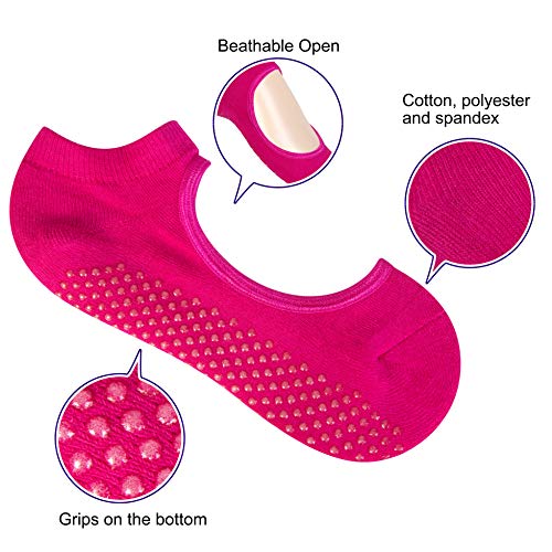 image for Chalier 4 Pairs Yoga Socks for Women Non Slip Socks for Barre Ballet D