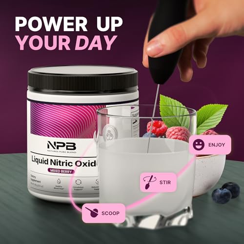 Image of Nature's Pure Blend Liquid Nitric Oxide Supplements for Men - L-Arginine Powder - Nitric Oxide Booster & Circulation Supplement - Blood Flow Support (Mixed Berry Nitric Oxide)