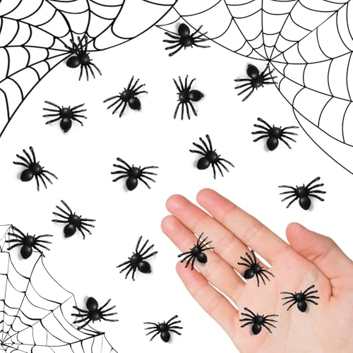 YUSHWENPTY Ragno Halloween, 20 Pezzi Halloween Decorazioni Ragni, Ragni Finti Neri, Ragno Giocattolo per Articoli Feste, Scherzi, Decorazioni da Giardino