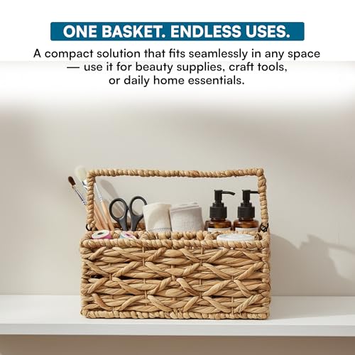 Image of Honey-Can-Do Water Hyacinth Wicker Storage Basket, Natural, 3 Compartments
