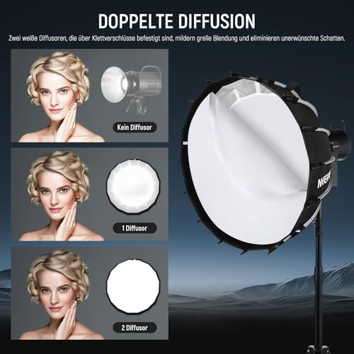 NEEWER Parabol Softbox Set, 23,6" Softbox mit Bowens Mount und Licht Diffusoren für Studio, Video, Streaming Beleuchtung… – Ansicht 5