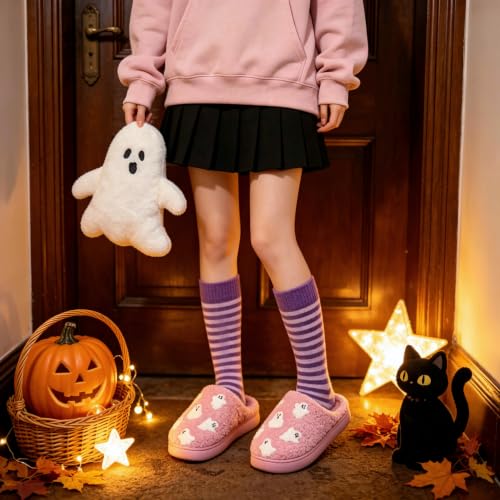 Image of Christmas Slippers Winter Warm Plush Pattern Slippers Soft Non-Slip Indoor House Shoes for Men Women