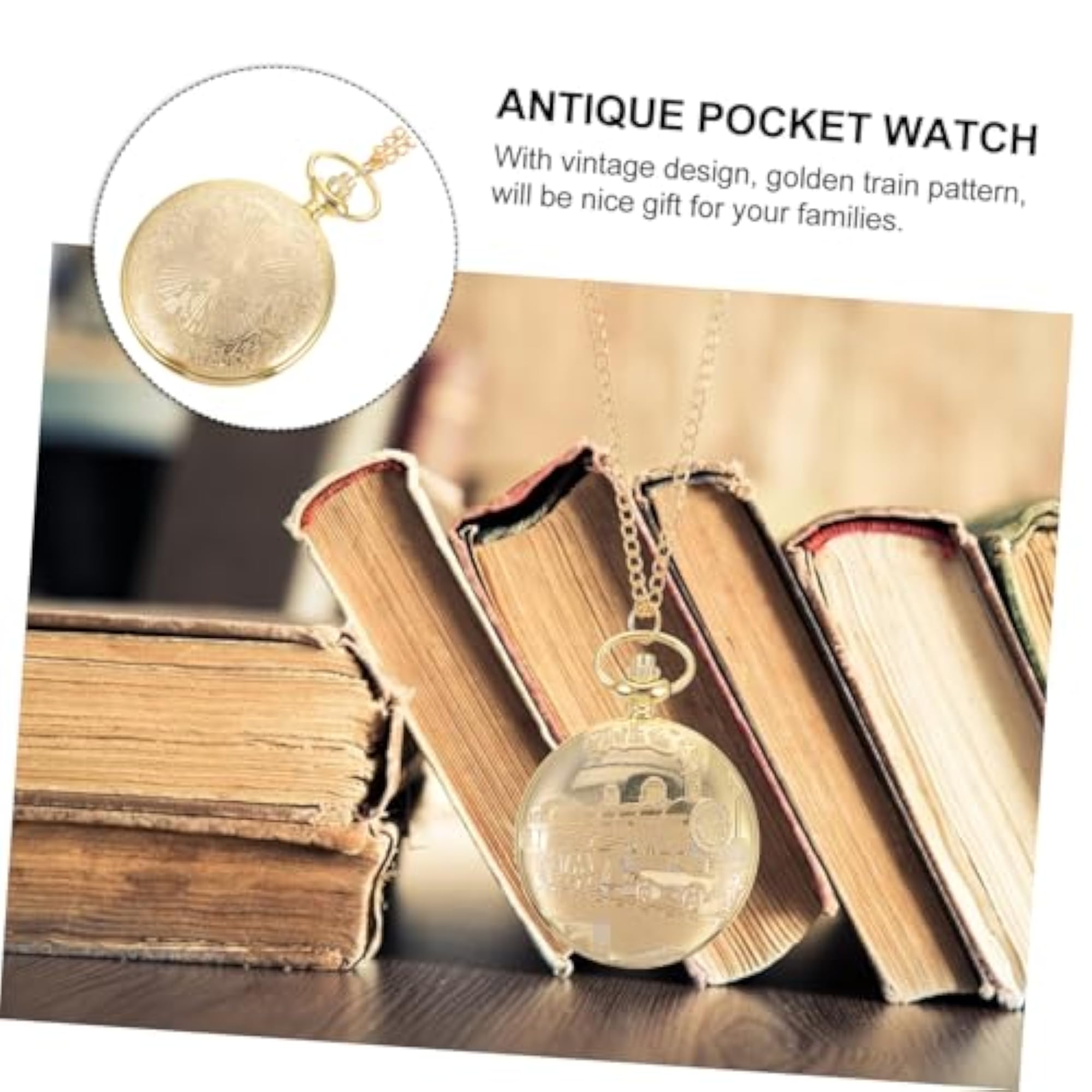 Antique Gold Train Pocket Watch, Vintage Souvenir