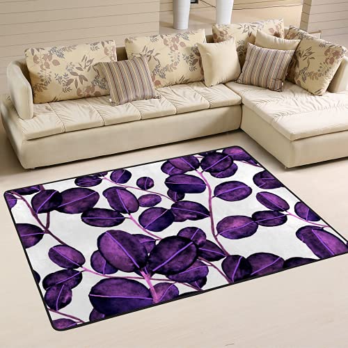 Tapis de sol super doux qui ne perd pas ses poils épais motif feuilles violet - 6
