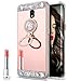 Galaxy J7 Pro Case,Galaxy J7 Pro Mirror Case, Slim Luxury Rhinestone Diamond Glitter Bling Mirror Back Soft TPU Protective Case with Ring Stand Holder for Galaxy J730 J7 Pro (2017),Rose Gold