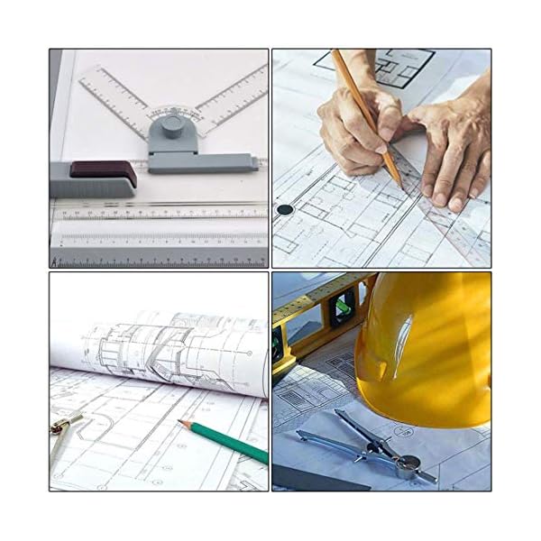 Queiting Multi-Function A3 Drawing Board Set Metric Multifunctional Square Drafting Table with Parallel Motion and Adjustable Angle 20" * 14.4" - Image 7