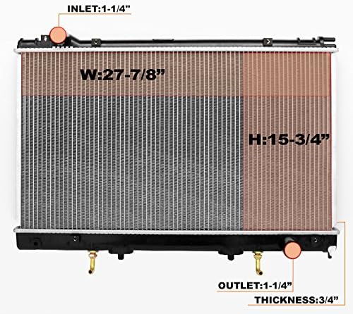 AKKON - For 1995 1996 1997 1998 1999 2000 Lexus LS400 Aluminum Core Radiator 2058 Replacement Assembly