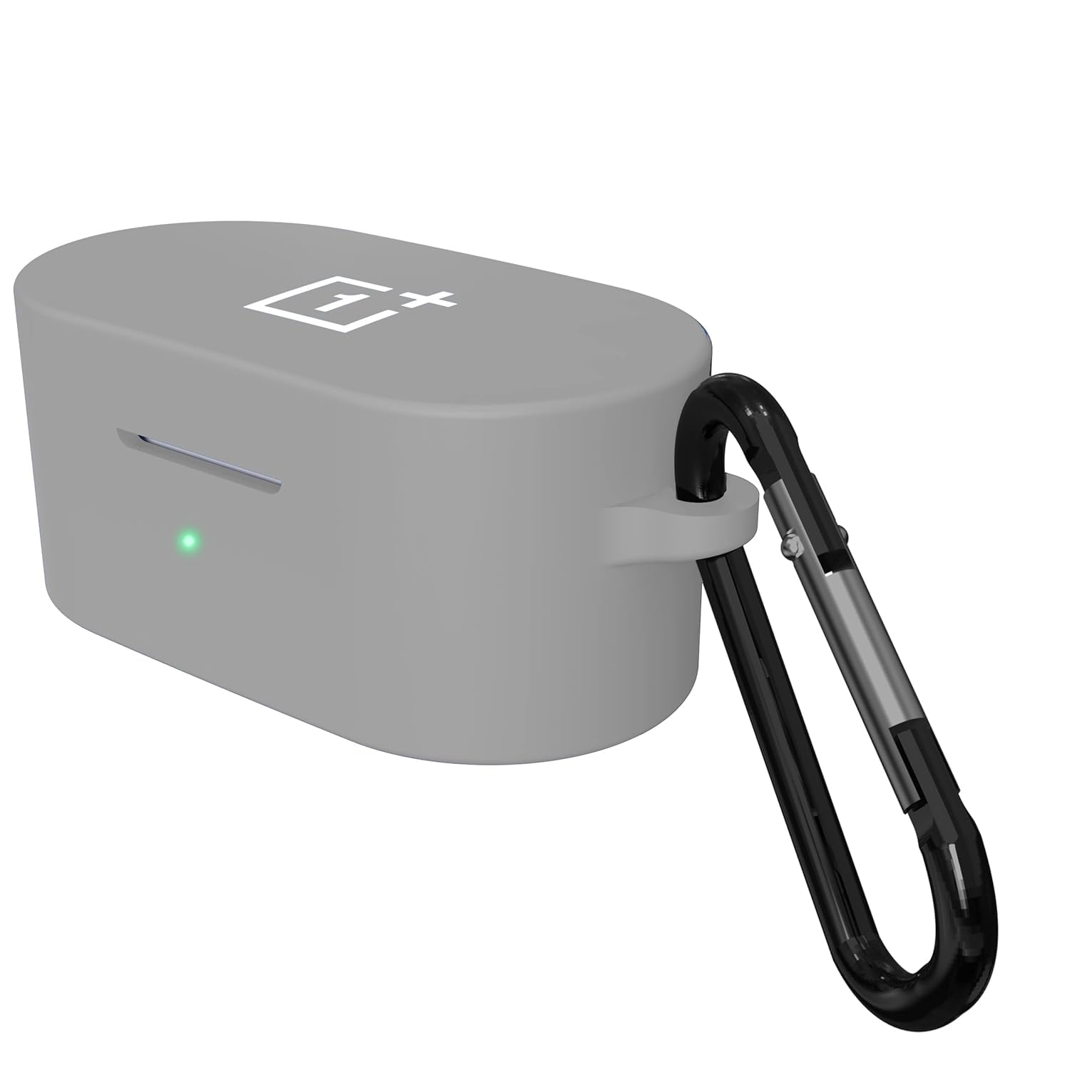 Sounce Earphone Case Cover Compatible with OnePlus Nord Buds, Soft Silicone Skin Case Cover Shock-Absorbing Protective Case with Keychain [Front LED Visible] – (Grey)