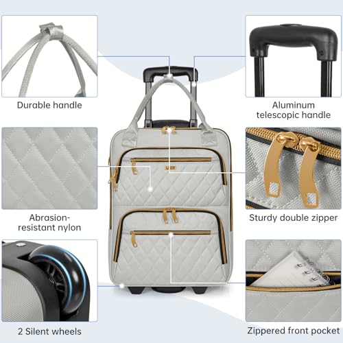 Image of Underseat Carry On Luggage with Wheels, Stylish Lightweight Under Seat Luggage, Personal Item Suitcase with telescoping handles for Men Women, Pilots and Crew, Gray
