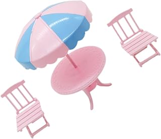 ADOCARN 1 Conjunto De Mesa E Cadeiras De Lazer Miniaturas De Casa De Bonecas Móveis De Casa De Bonecas Em Miniatura Brinquedos De Praia Mini Acessórios De Praia À Beira-Mar Móveis De