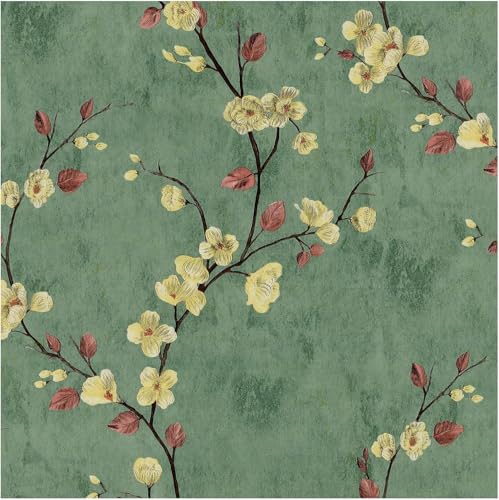 AMIGO Papel Pintado Vinílico Autoadhesivo Amarillo Bohemio Floral para Dormitorios y Armarios 44.5x300cm