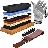 Goodjob Complete Knife Sharpening Stone Kit Premium Dual Grit 400/1000 3000/8000 Whetstone Knife Sharpener Tool