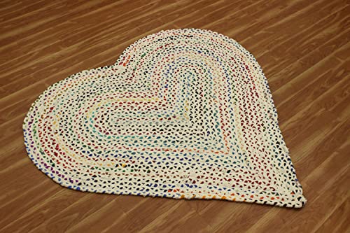 Alfombra circular de algodón Chindi de alta resistencia con patrón de corazones 5