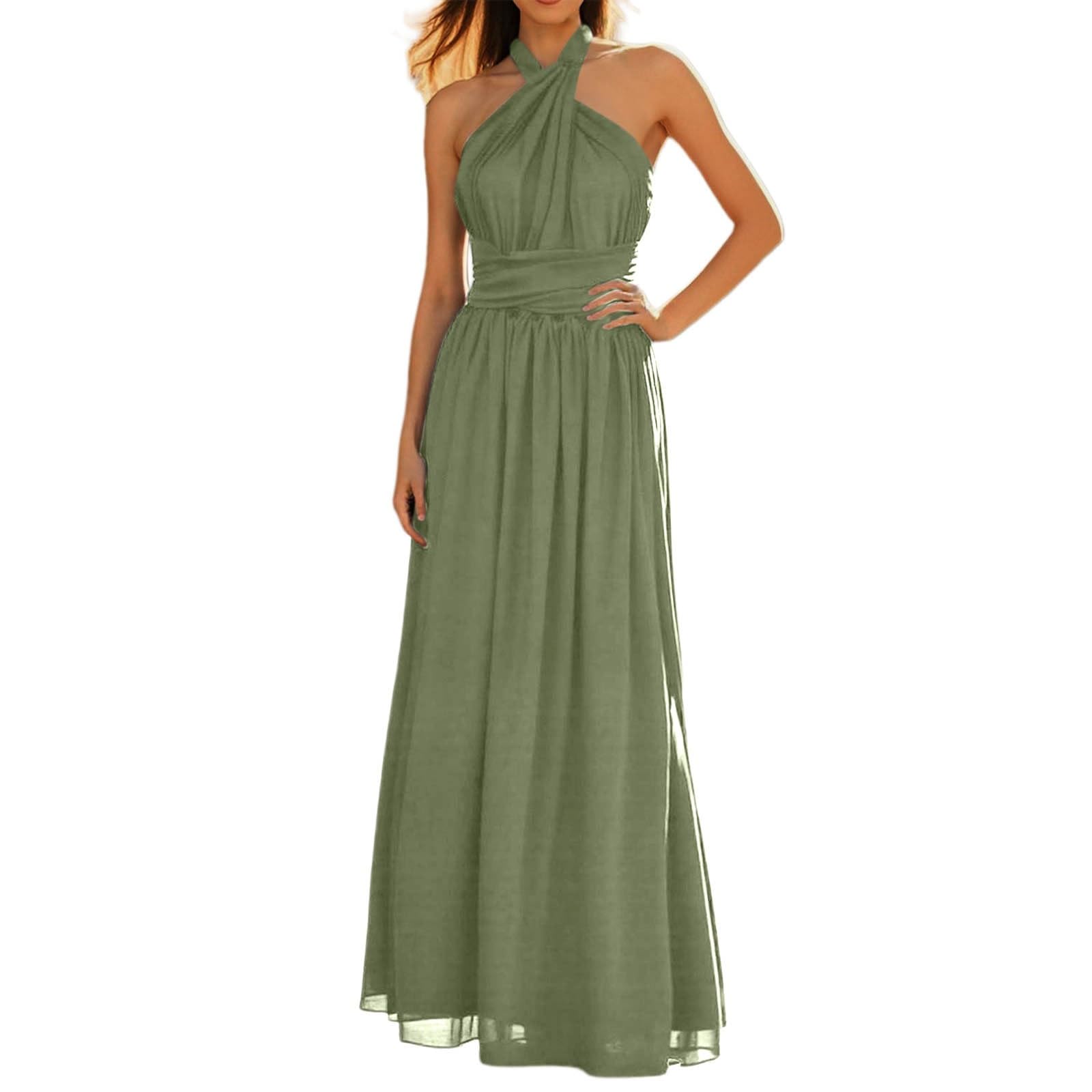 Robe Cocktail Femme Epaule Denudee, Robe Sexy Femme Dos Nu à Lacets Couleur Unie Coupe Ample Fluide Chic Et Élégants Plissée Style Tempérament Confortable Longue Swing Dress pour Soiree