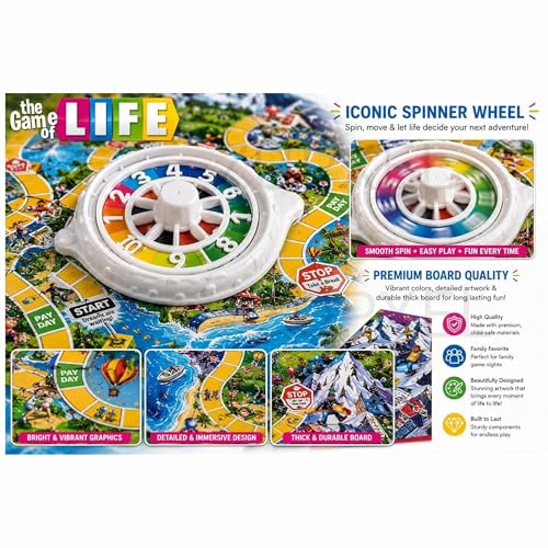 Image of The Game of Life Board Game for Kids & Family | Educational Strategy Game for 2-4 Players | Fun Indoor Tabletop Game with Cards, Spinner & Pegs | Birthday Gift for Boys & Girls Age 8+