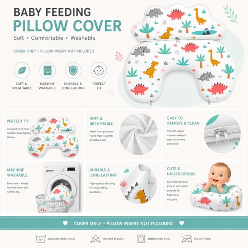 Image of Proliva Feeding Pillow Cover for New Born Baby with Detachable Cover Breast Feedin, Maternity Nursing Pillow Cover Only Mom Baby Girls Boys Newborn