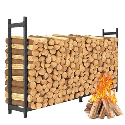 MOFEEZ Firewood Rack Outdoor 8ft, Log Holder for Wood Storage, Steel Made Holds Up to 4500lbs, Powder-coated Finish for Weather-resistant, Anti-rust
