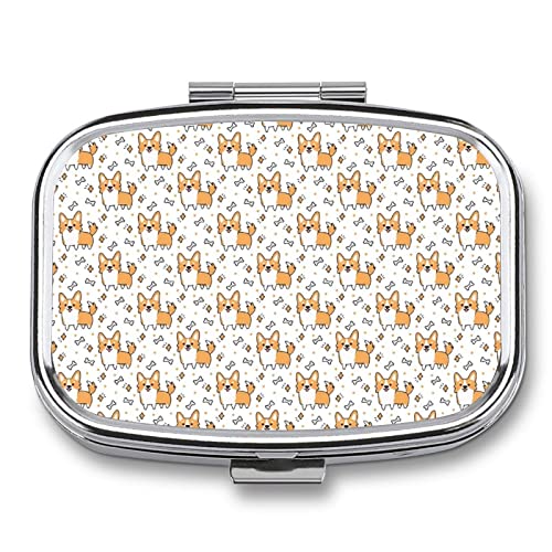 ピルケース 薬ケース サプリケース かわいい コーギー 犬柄 ミニ薬箱 くすりいれケース 錠剤ケース 収納ケース 2仕切り 長方形 お薬ポーチ 小物入れ 携帯薬箱 薬入れ 携帯用 旅行 薬の飲み忘れ防止 密閉 耐湿 薬ストレージ