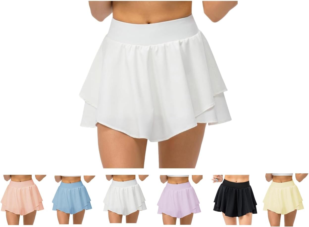Women's High-Waisted Skort with Shorts - Stretchy Athletic Skirt for Golf Hiking Tennis Workout, Quick-Dry Comfort Fit
