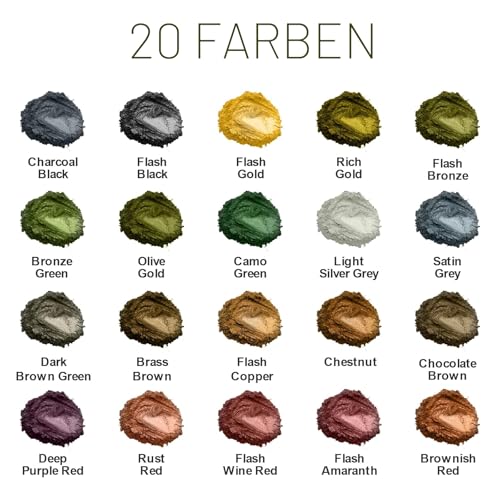 Roizefar Epoxidharz Farbe Metallic Mica Pulver, 20 Farbe*5g Perlglanz Epoxidharz Pigment metallischer Pulver für Seifenfarbe, Epoxidharz, Kerzenherstellung, Nagellack, Badebomben, DIY