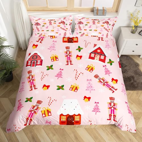 Girly Rosa Weihnachten Bettwäsche Set 135x200 Weihnachten Nussknacker...