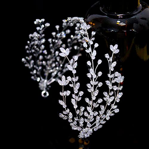 Jorsnovs Full Zircon Wedding Bridal Headbands Cubic Zirconia Party Prom Tiaras Hair Jewelry CZ Pageant Headpieces
