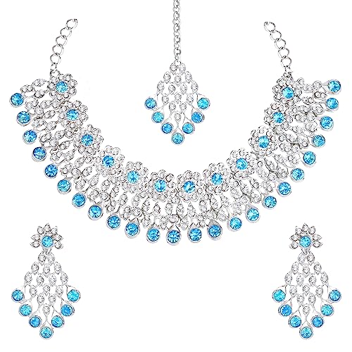 Atasi International Kundan Necklace Set with Earrings & Maang Tik...