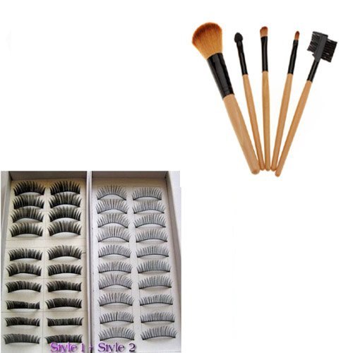 Blackangel(TM) 20 Pairs Regular Long and Thick Eyelashes Style 1 and 2+5 Pcs Mini brush