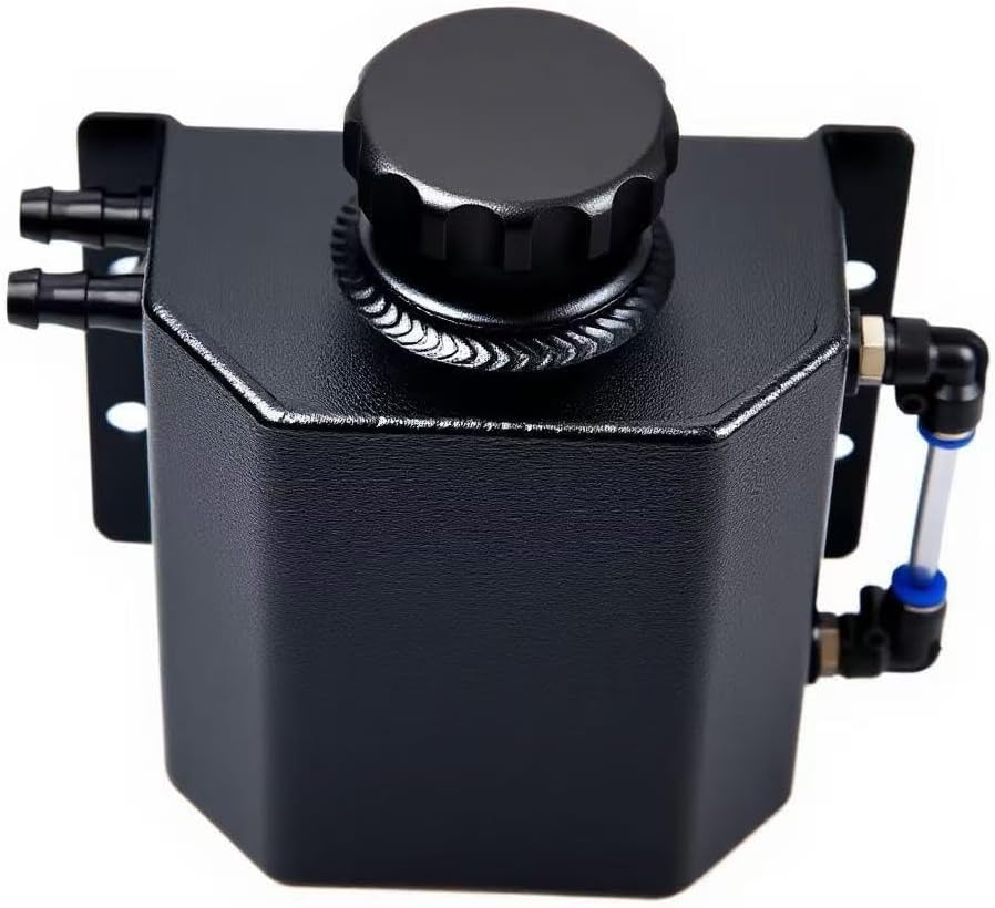 Aluminum Coolant Overflow Tank , Coolant Reservoir tank ,Radiator Overflow Reservoir,Compatible with Most Cars Black 2L